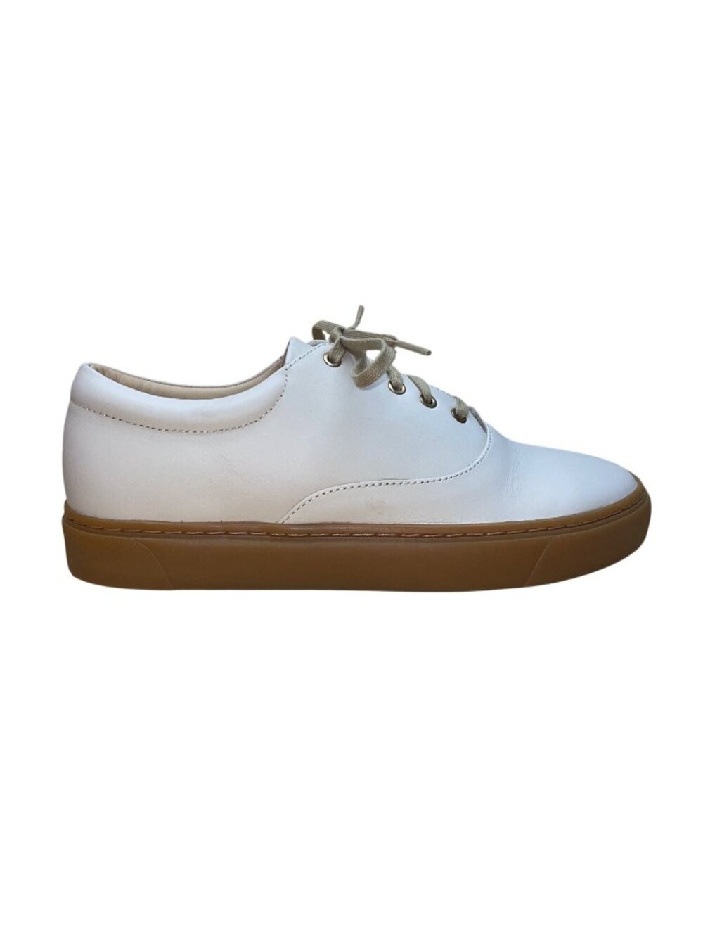 Nisolo Women’s White Leather Gum Rubber Sole  Lace-Up Sneakers Size 8.5